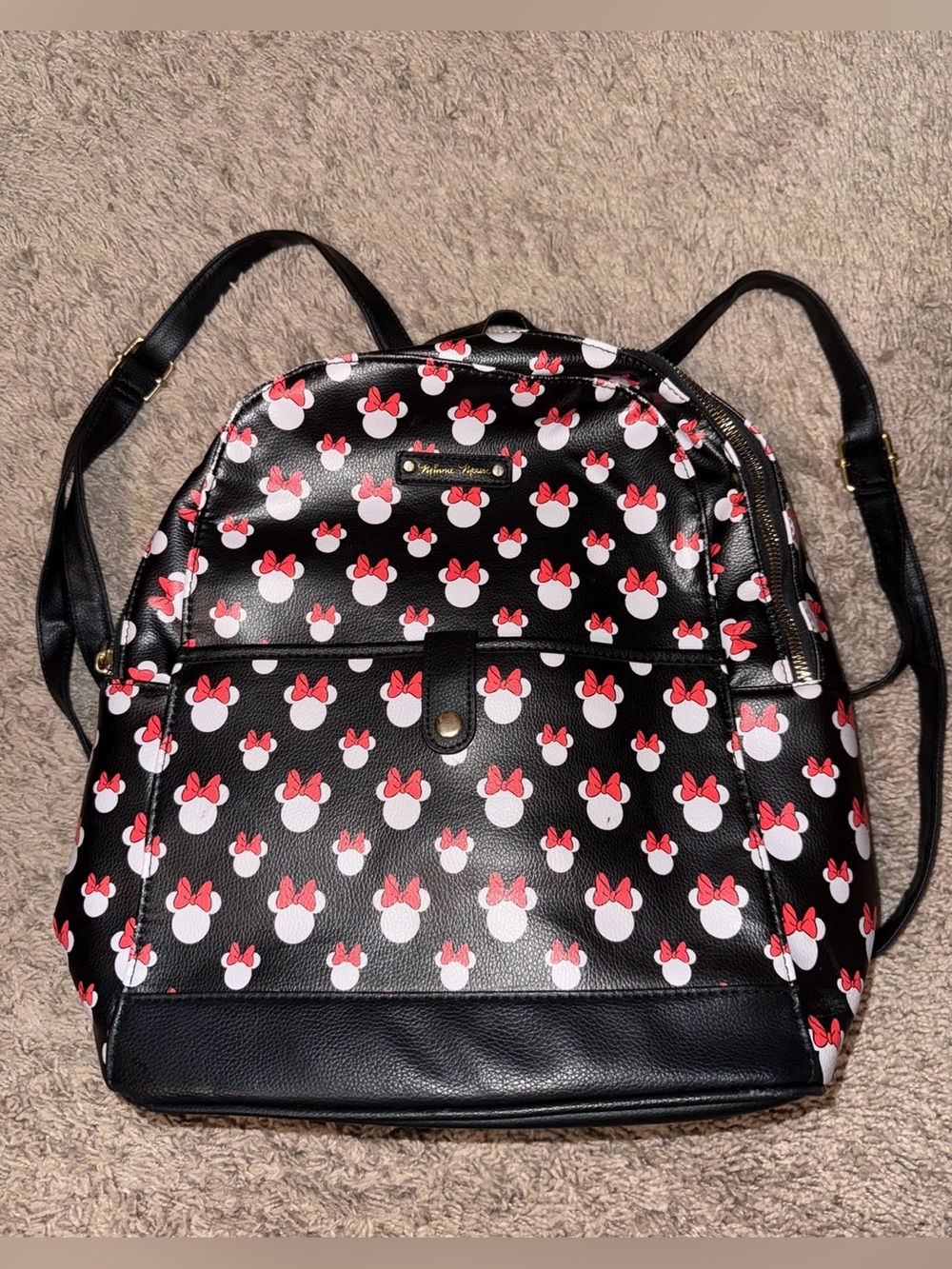 Disney Minnie Mouse Bow Print Backpack Tote - Women's Bag